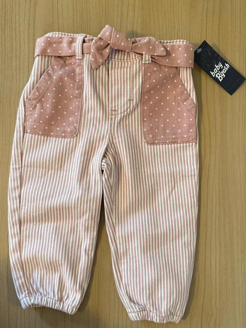 OshKosh B'gosh Pink Striped & Polka Dot Pants with Bow